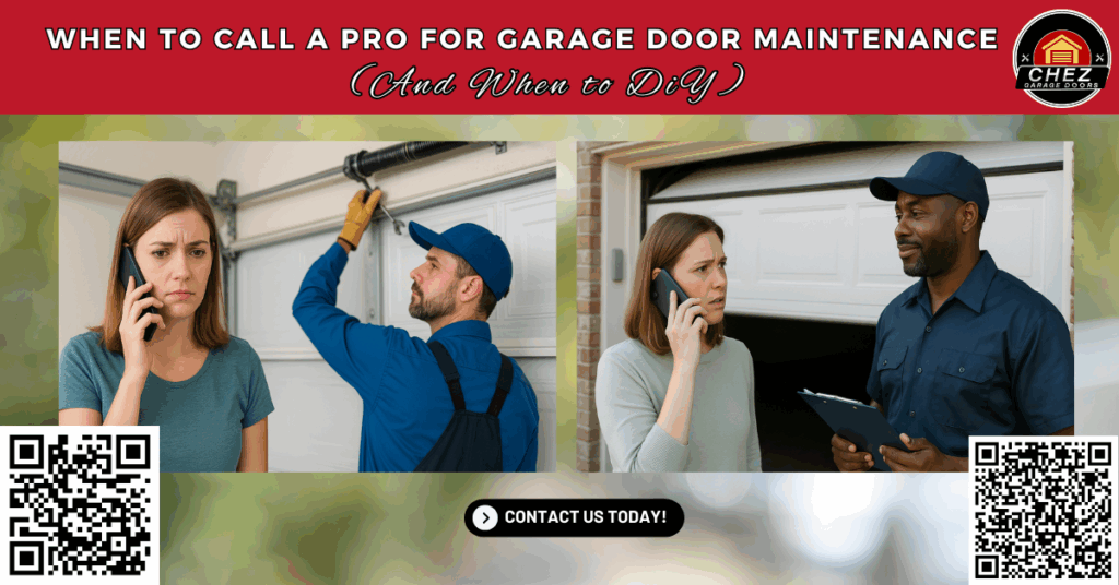 When To Call A Pro For Garage Door Maintenance (And When To Diy) 2 When to Call a Pro for Garage Door Maintenance (And When to DIY) - Chez Garage Doors